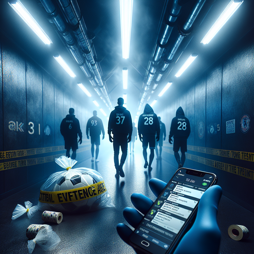 Anonymous footballers in tunnel amid betting probe, Turkish federation scandal under investigation.